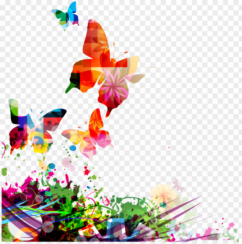 Wall Butterfly Flower Stock Photography PNG