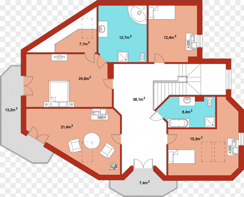 House Floor Plan Oak Residential Area Garage PNG