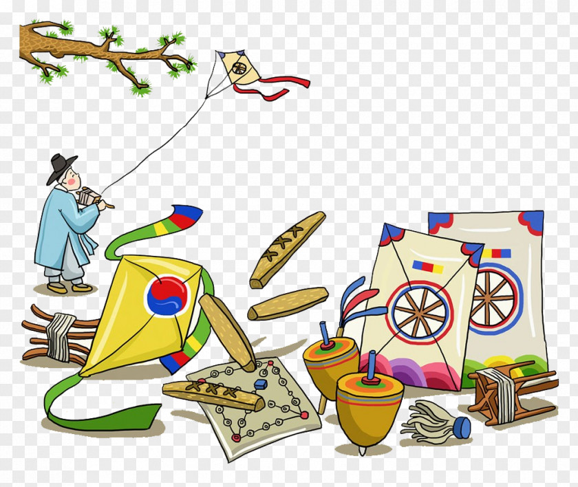 Kite-flying Kids Korea Tradition Clip Art PNG