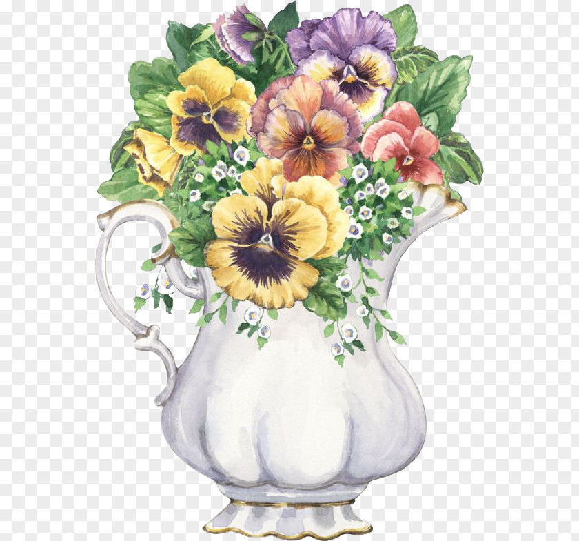 Vase Paper Pansy Wall Decal Flower Painting PNG