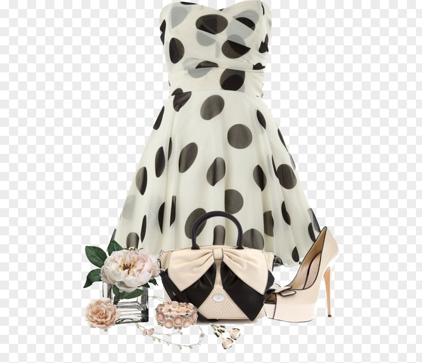 Big Polka Dot Tube Top Dress Party Clothing Fashion Accessory PNG