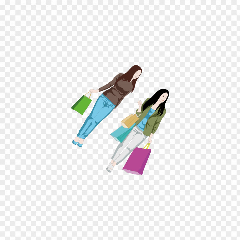 Two Women With Shopping Bags Paper Reusable Bag PNG