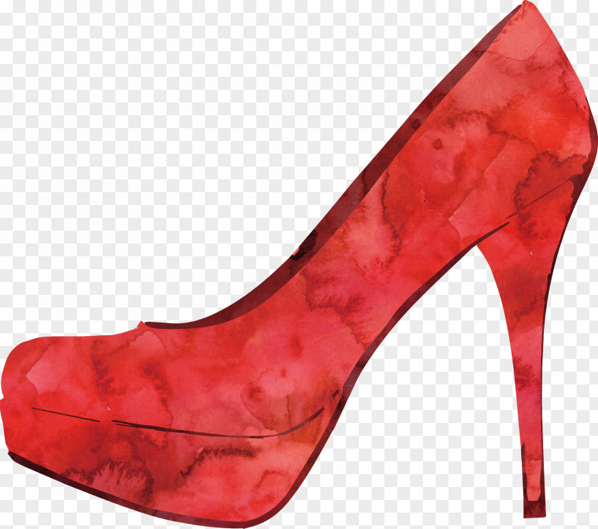 Drawing Red High Heels High-heeled Footwear Shoe Watercolor Painting PNG