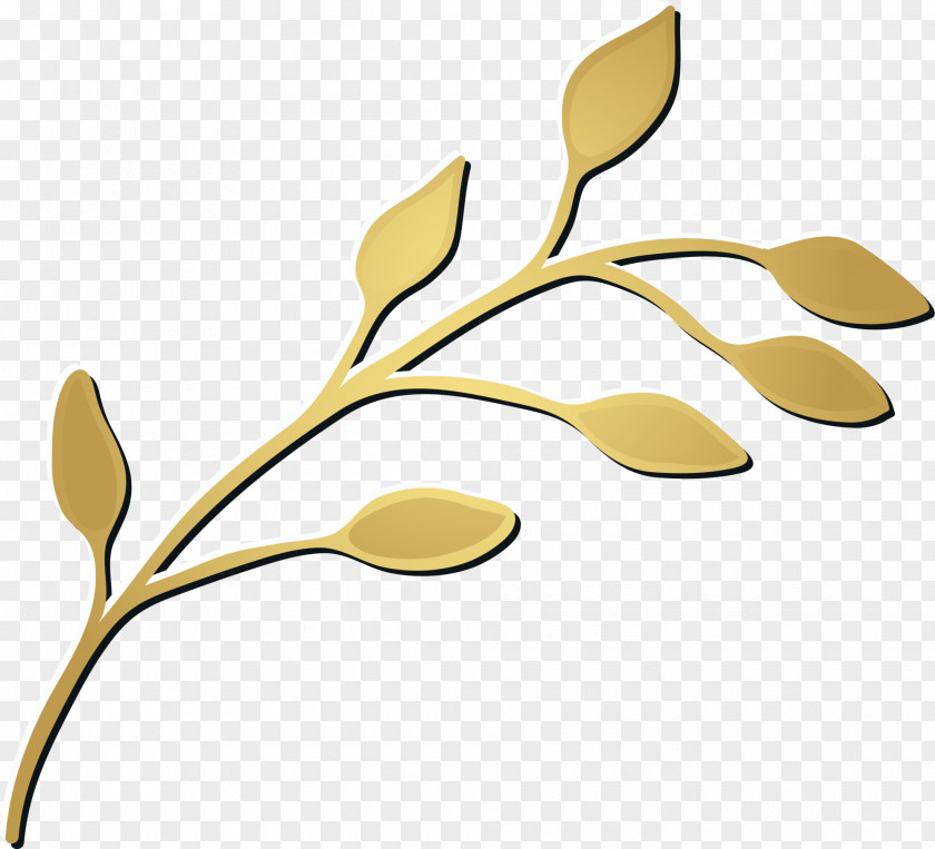 Hand Painted Gold Leaves Branch Leaf Clip Art PNG
