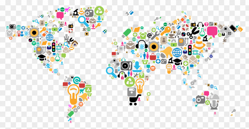 Social Media Marketing World Map PNG