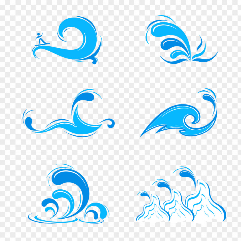 A Number Of Simple And Dynamic Blue Sea Pattern Wind Wave Dispersion Clip Art PNG