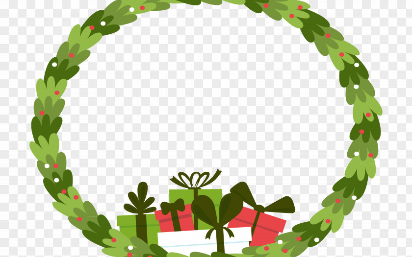 Vector Christmas Winter Wreath Gift Xmas Clip Art PNG