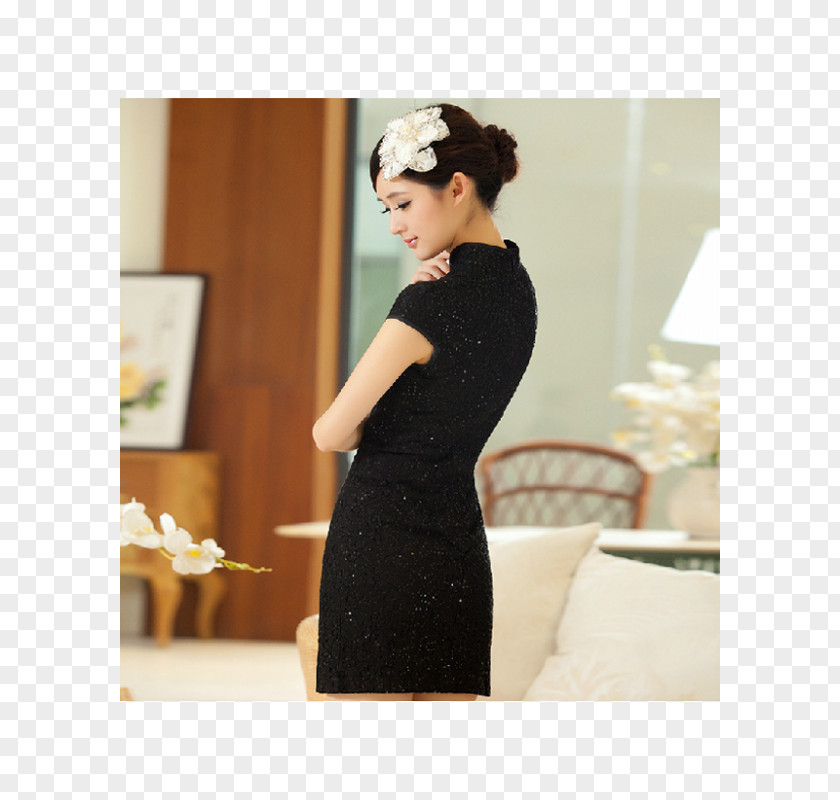 Cheongsam Cocktail Dress Little Black Sleeve PNG