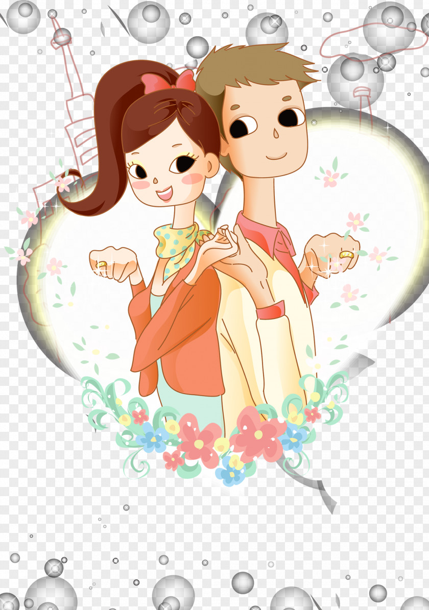 Hand Men And Women Cartoon Drawing Love PNG