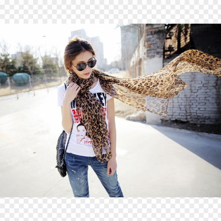 Leopard Scarf Shawl Chiffon Clothing PNG