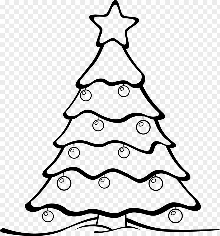 Engaging Outline Clip Art Christmas Tree Day Drawing Black & White Collection PNG