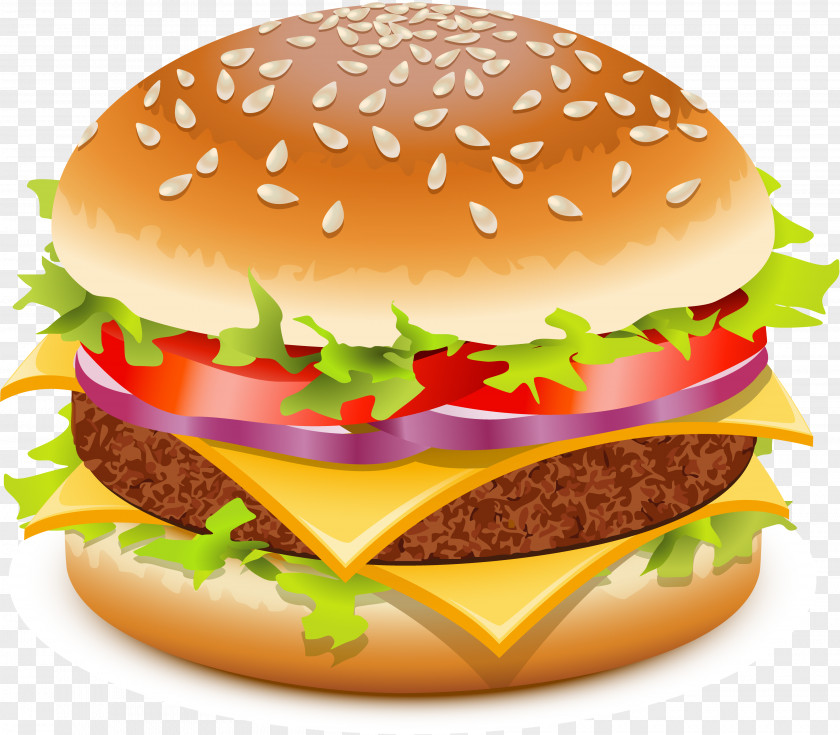 Hamburger Vector Veggie Burger Cheeseburger Whopper Fast Food PNG