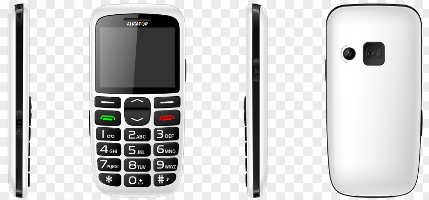 Smartphone Feature Phone Global Positioning System GPS Navigation Systems Aligator A680 Senior White + Stolní Nabíječka Mobilní Telefon PNG