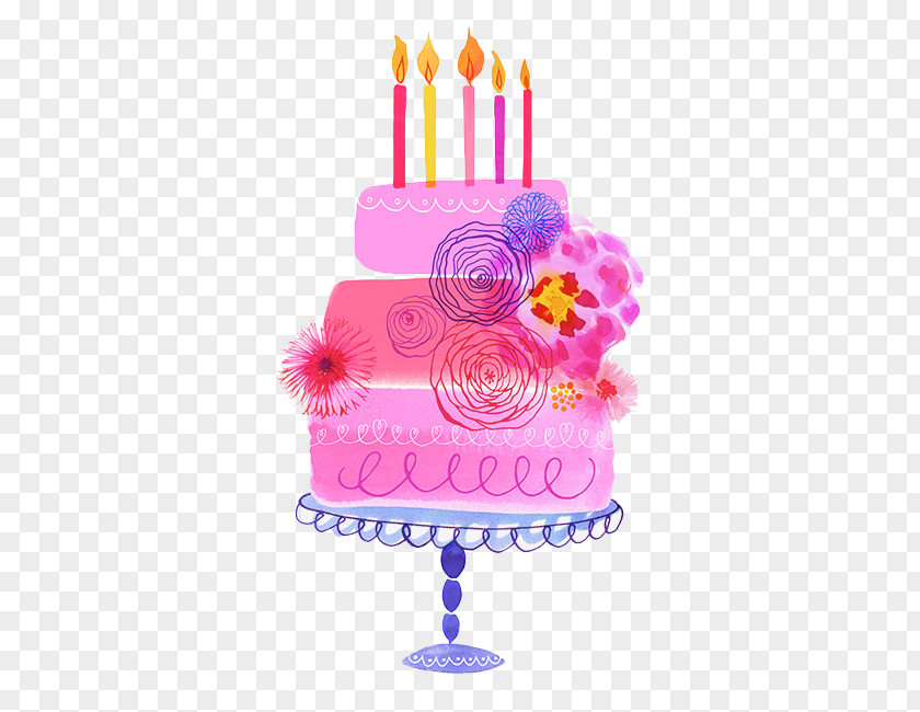 Painted Pink Birthday Cake Chocolate Cupcake PNG