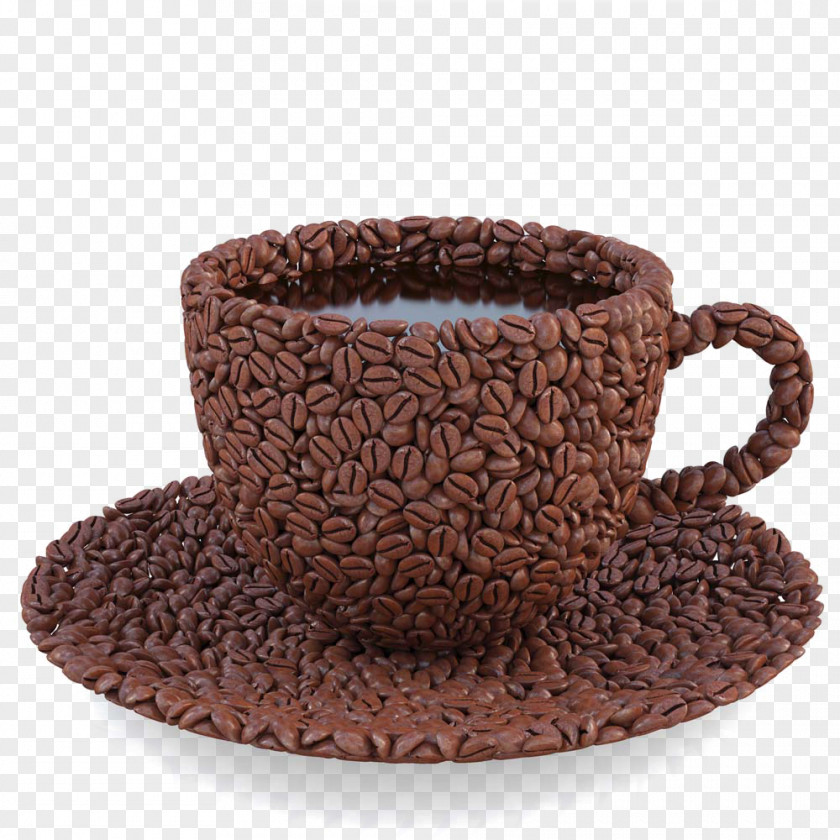 Cup Of Coffee Beans Combined Bean Tea Espresso Cappuccino PNG