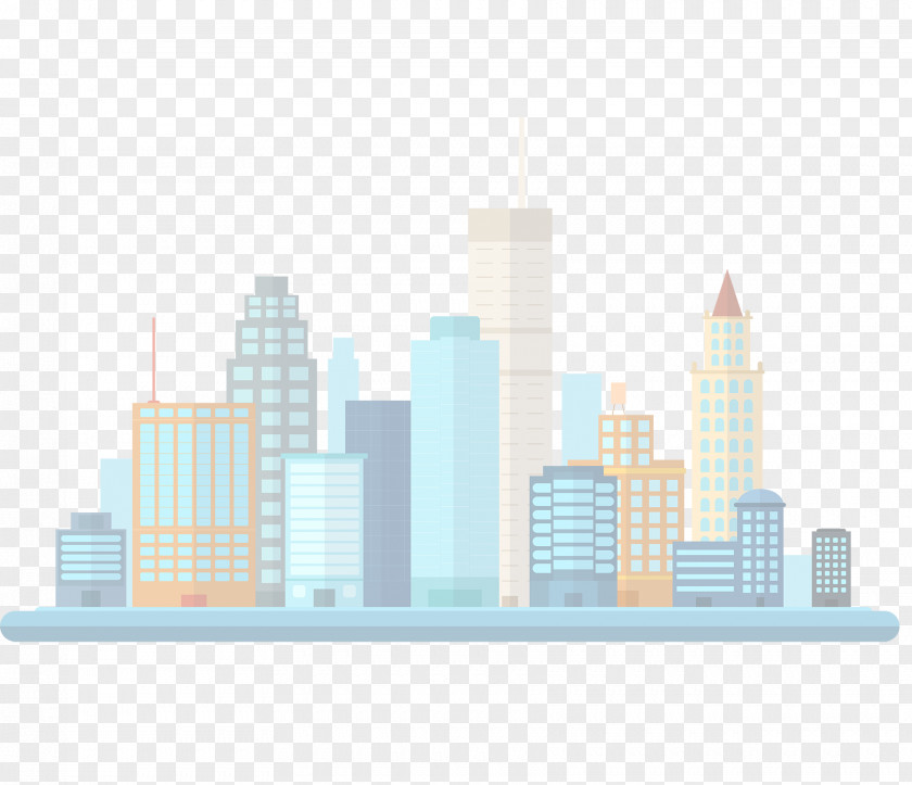 Hand-painted City Building Cityscape Clip Art PNG