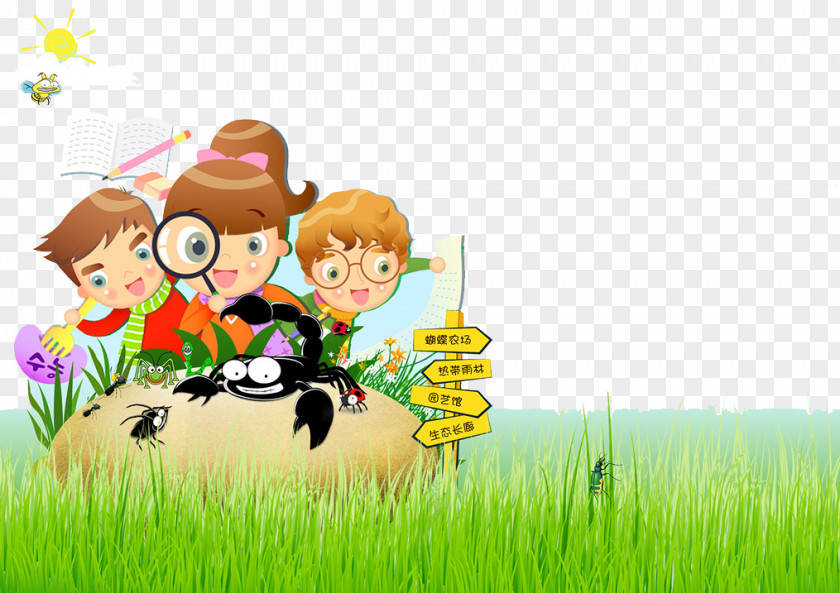 Valley With The Children Cartoon Illustration PNG