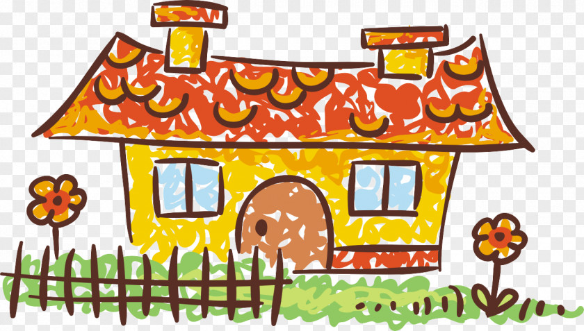 Children House Vector Watercolor Drawing PNG