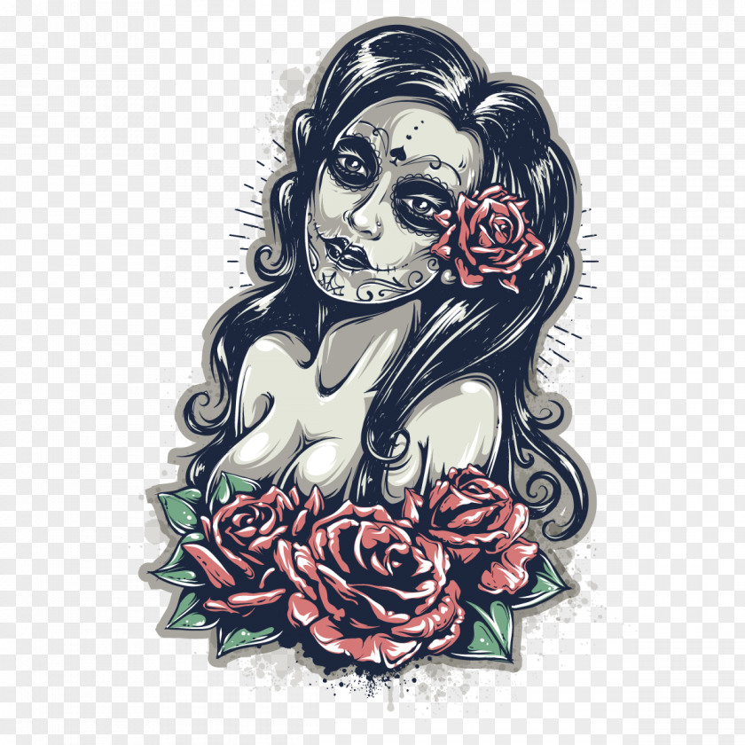 Vector Gothic Style Calavera Mexican Cuisine Day Of The Dead Illustration PNG