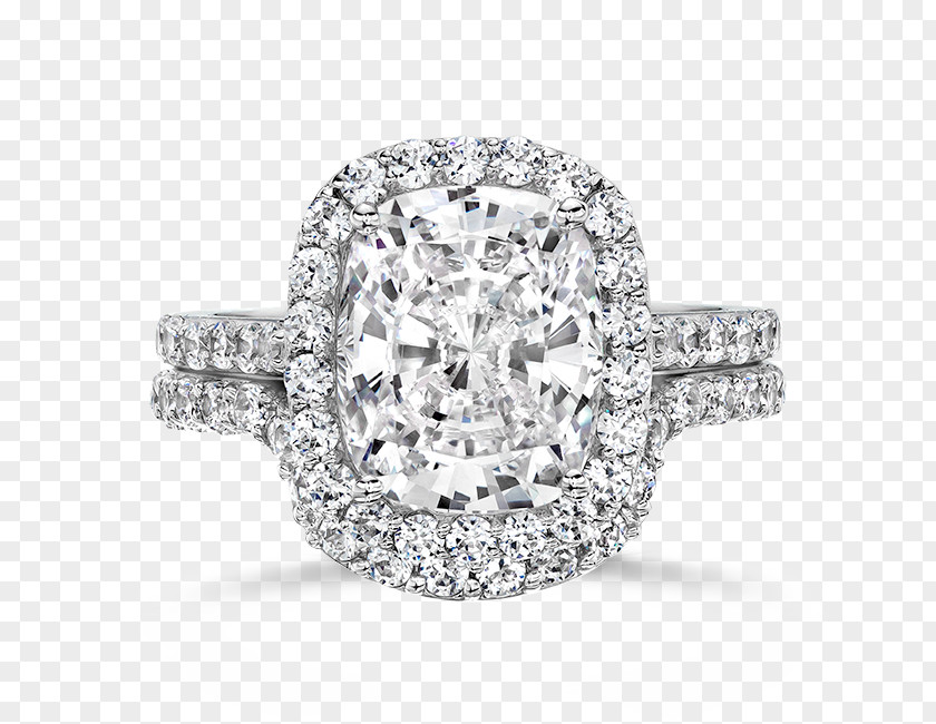 Wedding Set Engagement Ring Diamond Cut Cubic Zirconia PNG