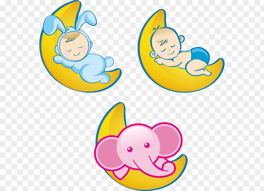 Baby Sleeping On The Moon Vector Clip Art PNG