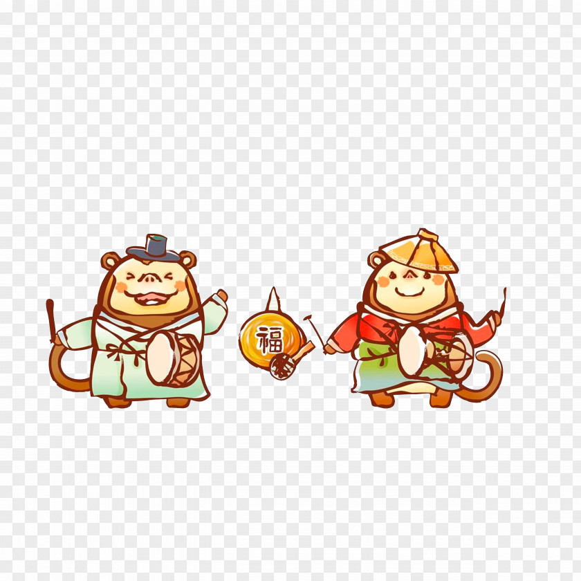 A Little Monkey With Musical Instrument PNG