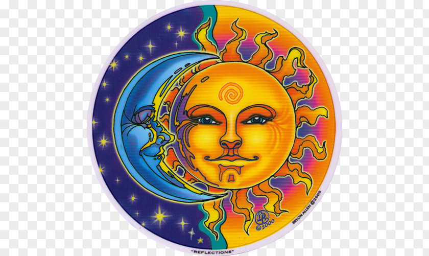 Moon Reflection Mandala Color Drawing Sticker PNG