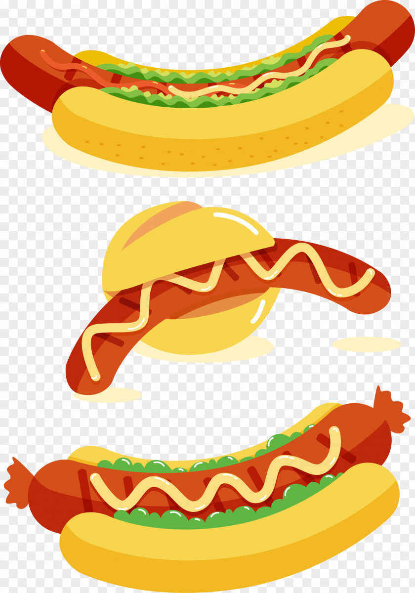 Vector Hot Dog Bratwurst Sausage Fast Food PNG
