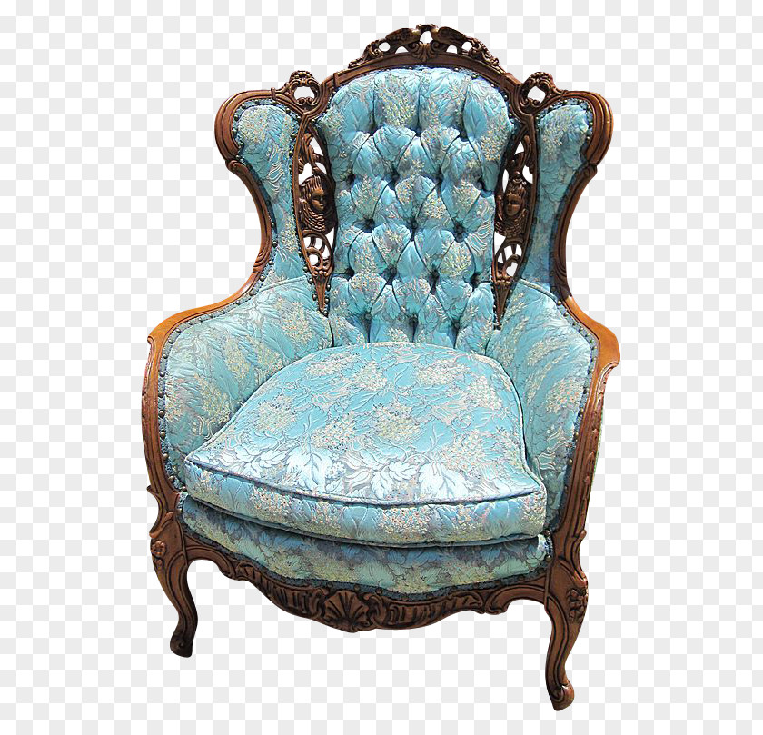 Retro Style Furniture Chair Turquoise PNG