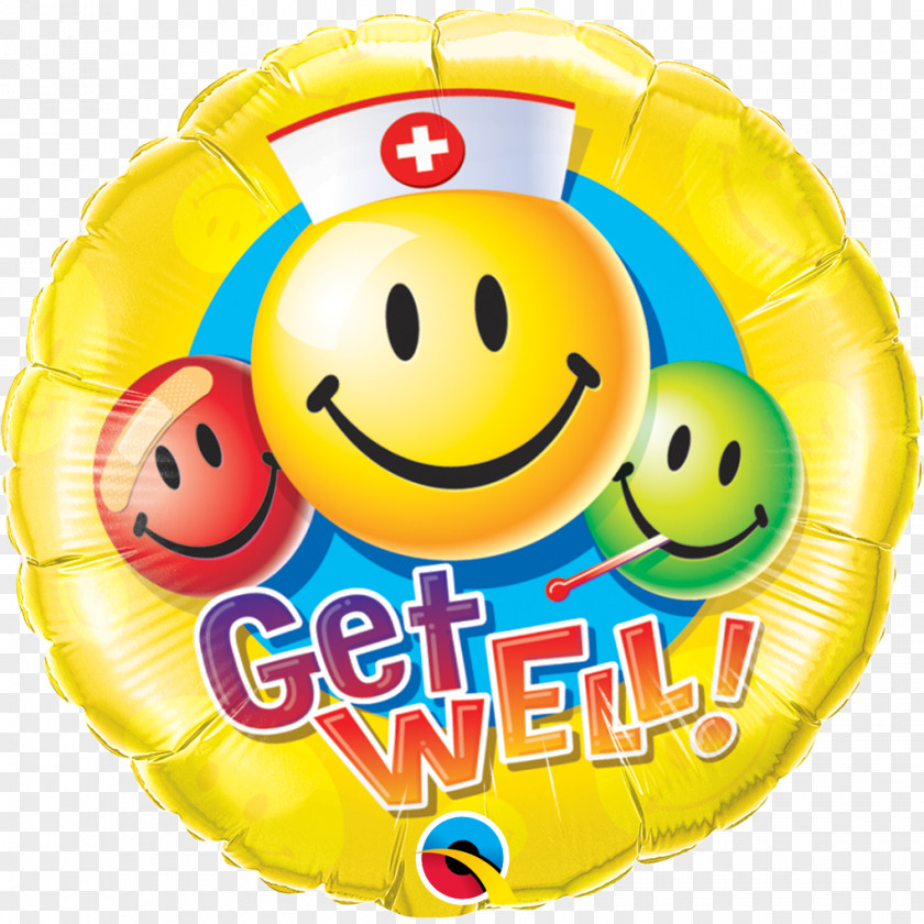 Get Well Soon Smiley Mylar Balloon Emoticon BoPET PNG