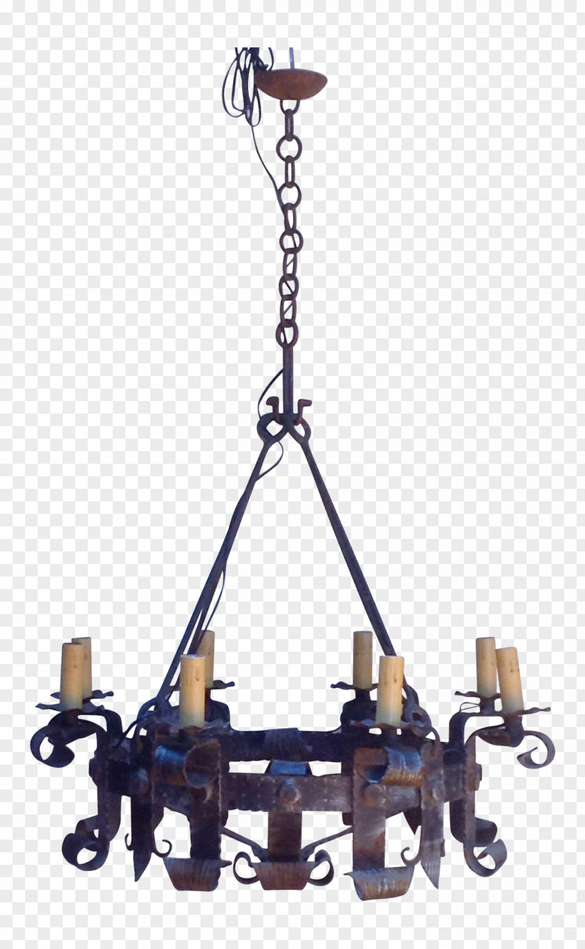 Iron Chandelier Wrought Ceiling Candle PNG