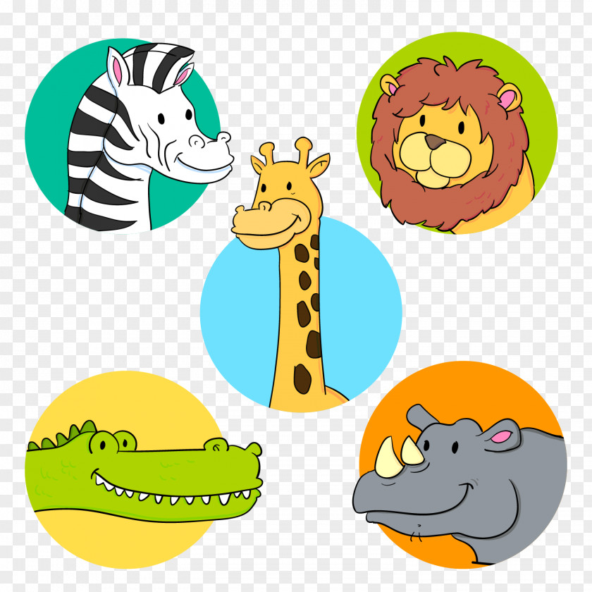 5 Cute Wild Animal Avatar Vector Material Download Euclidean Adobe Illustrator Icon PNG