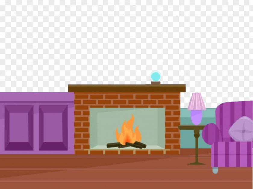 Hand Painted Flat Fireplace Drawing Living Room Clip Art PNG