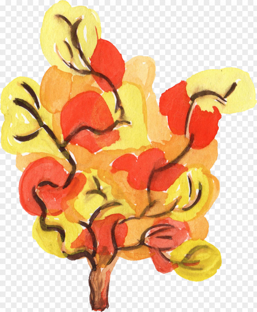 Watercolor Tree Pollinator Petal Flower PNG
