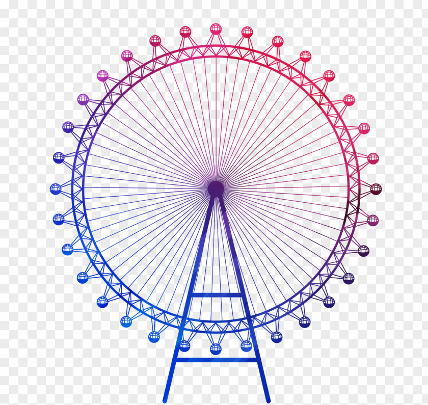 Colorful Windmill London Eye Big Ben Drawing PNG