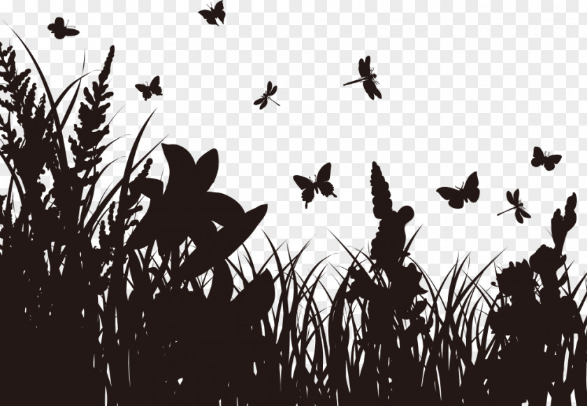 Brown Bush Group Butterfly Silhouette Clip Art PNG