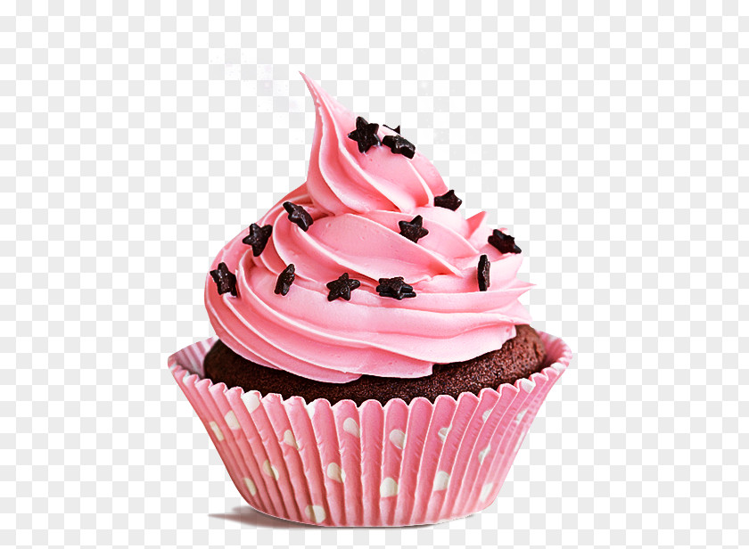 Cupcake Food Buttercream Icing Pink PNG