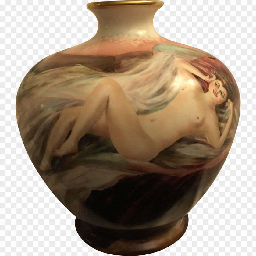 Hand-painted Woman Ceramic Vase Urn Pottery Artifact PNG