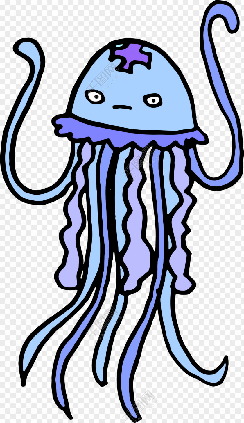 Blue Pattern Octopus Watercolor Painting Clip Art PNG