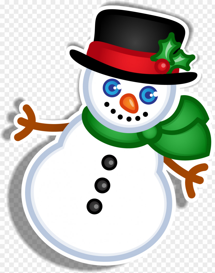 Cartoon White Snowman Christmas Clip Art PNG