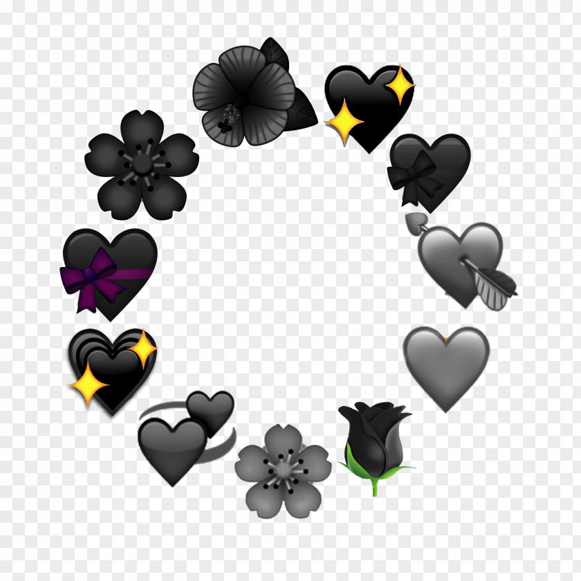 Emoji Black And White Heart Aesthetics Hashtag Image PNG