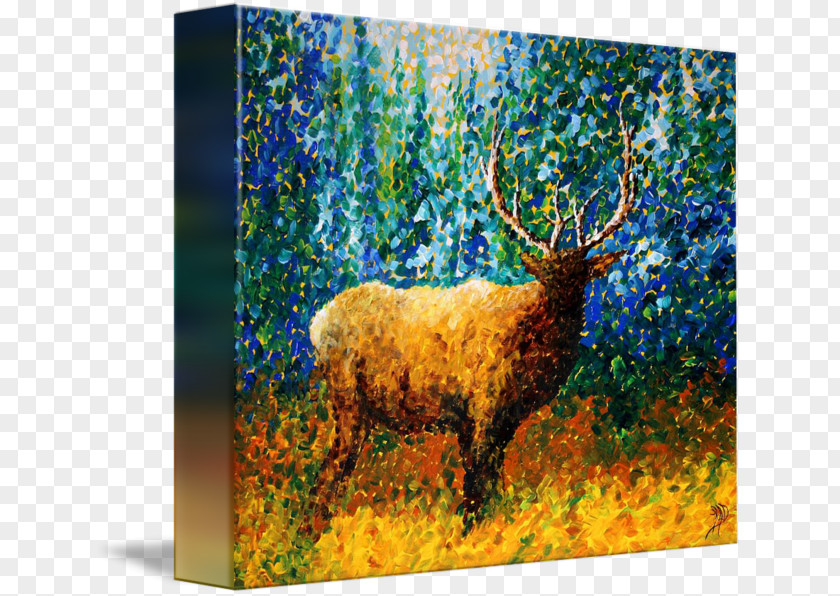 Hand-painted Elk Painting Canvas Print Art PNG