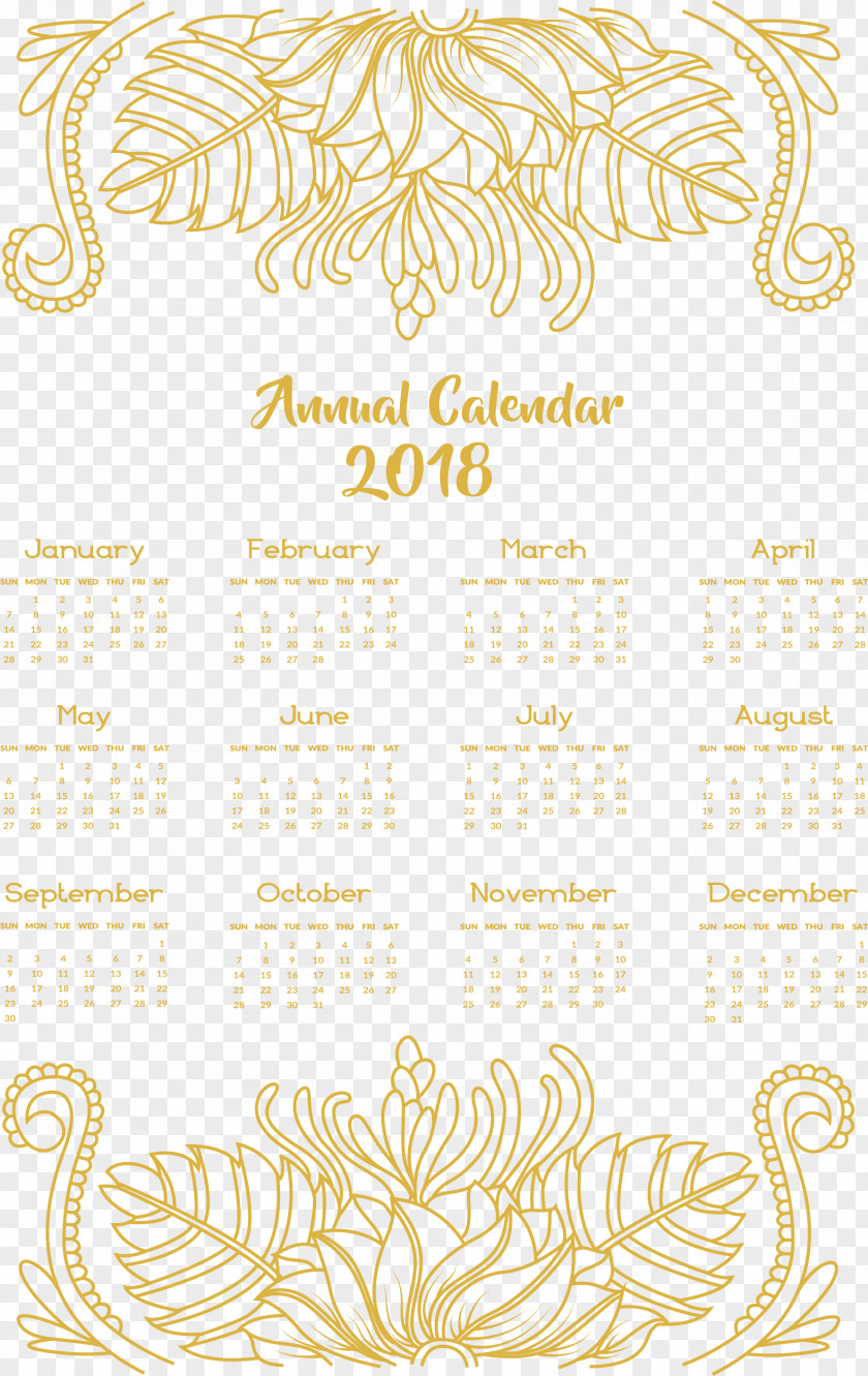 Yellow Flower Vine Decoration Calendar Template Icon PNG