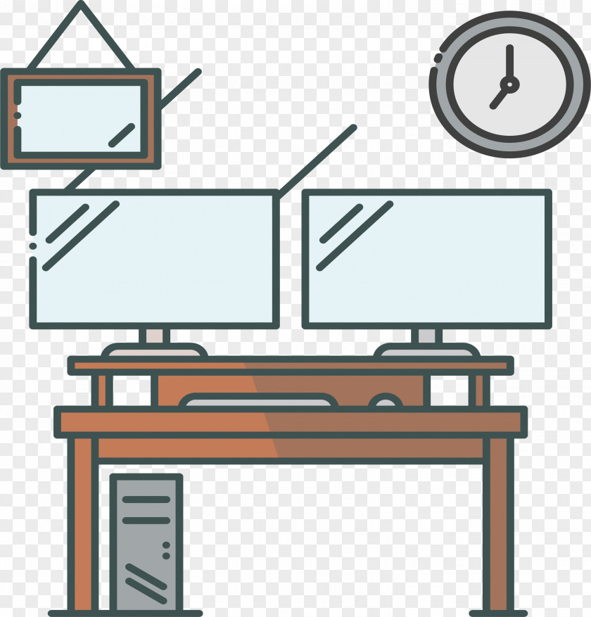 Cartoon Business Desk Table Office PNG