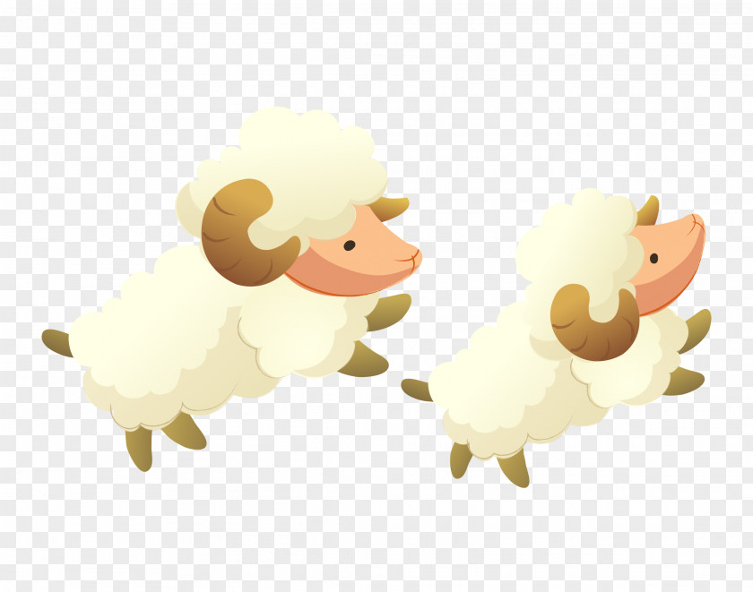 Vector Cartoon Hand-painted Furry Run Sheep PNG