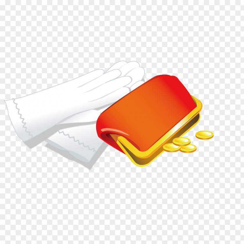 White Gloves And Red Gold Coins Wallet Bag PNG