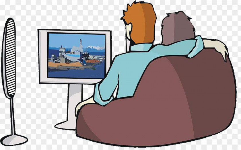 Husband And Wife Watch TV Television Drawing Cartoon Illustration PNG
