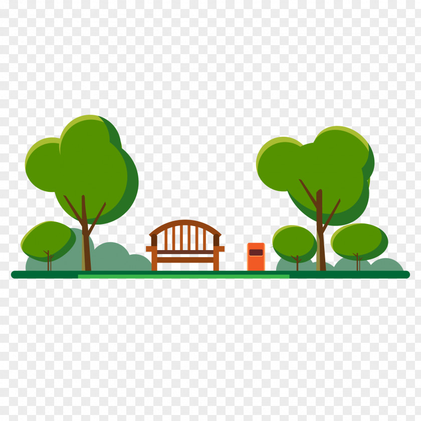 Park Chairs Cartoon Trees Urban Silver Springs Clip Art PNG