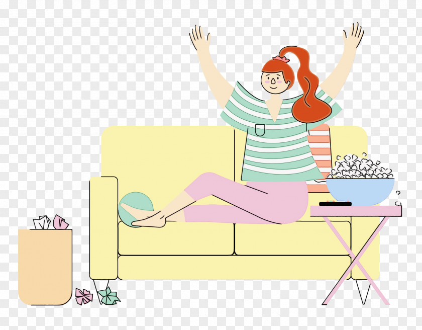 Cartoon Furniture Sitting Joint Happiness PNG