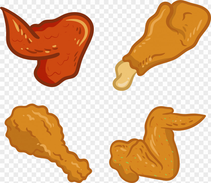 Cartoon Hand Painted Fried Chicken Wings Buffalo Wing French Fries Food PNG